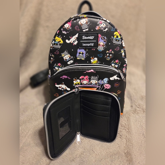 Loungefly Sanrio Backpack and Wallet - Black and Orange Hello Kitty Halloween. - Picture 2 of 5